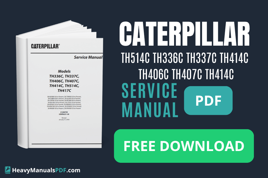 Download cover of the Caterpillar TH514C, TH336C, TH337C, TH406C, TH407C, TH414C, TH417C service manual – telehandlers PDF