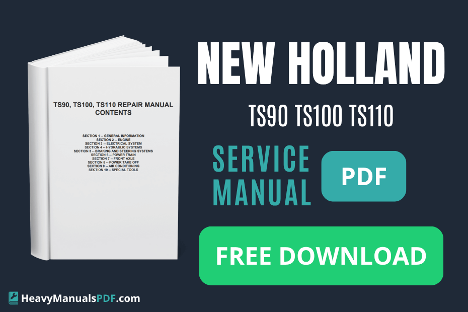 Download cover of the New Holland TS90, TS100, TS110 tractor service manual – PDF format